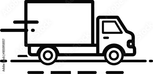Fast delivery truck icon, shipping logistics, freight transport symbol, road transportation service outline