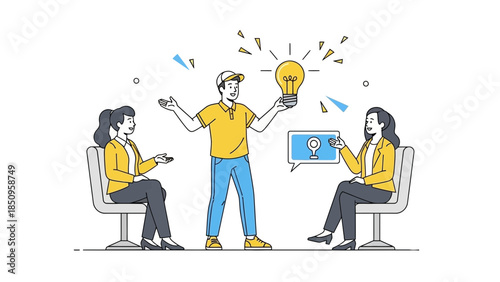 Innovative team discussion with creative idea sharing and brainstorming