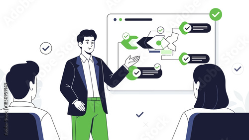 business presentation illustrating workflow optimization and team collaboration techniques in a