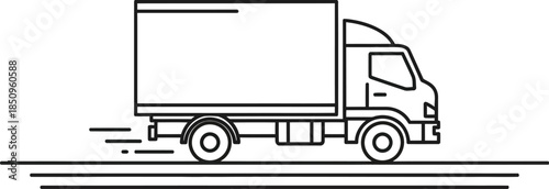 Delivery truck line art icon, fast shipping and logistics concept for transport service and freight moving