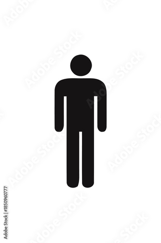 Standing Man Icon Male Restroom Toilet Symbol on Isolated White Background