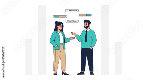 professional business conversation focused on confidence and communication skills