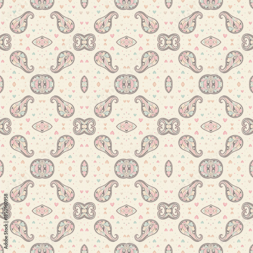 Traditional Paisley Seamless Repeat Pattern in Multicolor Style