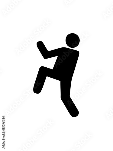 Active Person Climbing Upwards or Ascending with Bent Limbs on an Isolated White Background