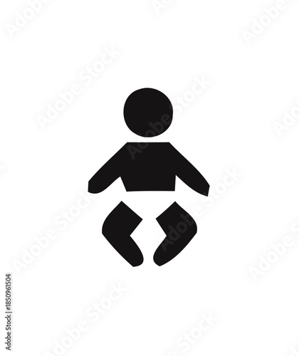 Cute Baby Crawling or Sitting in a Diaper on an Isolated White Background