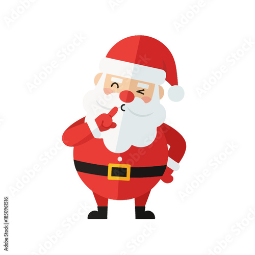 Santa Claus whispering Christmas character red costume.
