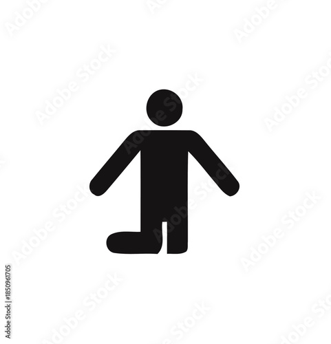 Man Kneeling in a Respectful Pose on an Isolated White Background