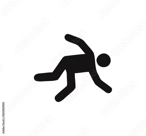 Man falling down, slipping, or tripping accident isolated white background