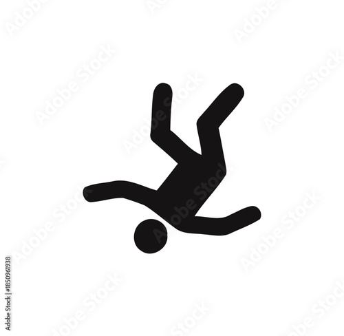 Man falling completely inverted, a serious accident, on isolated white background