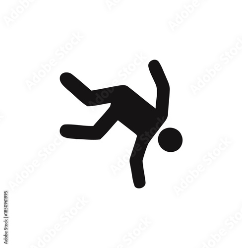 Man falling to the ground, a severe fall warning, on isolated white background