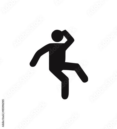 Man slipping and falling, an accident warning, on isolated white background