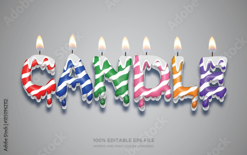 Colorful Melted Candle 3D editable text style effect