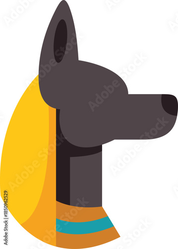 Stylized illustration of the egyptian god anubis, depicted in profile view, symbolizing ancient egyptian mythology and beliefs