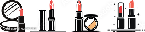 Minimal bold line lipstick icon compact cosmetic shape clean outline modern beauty fashion makeup symbol