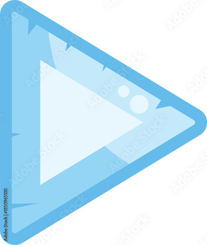 Cartoon play button pointing to the right, ideal for videos and games interfaces