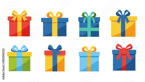 Vibrant Collection of Gift Boxes with Colorful Ribbons for Holiday Celebrations