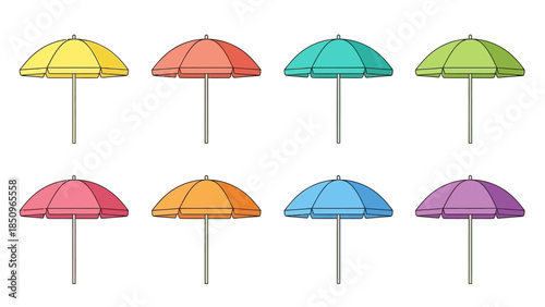 Colorful beach umbrellas illustration perfect for summer designs and travel themed projects