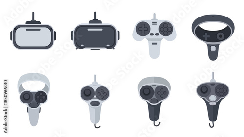 Modern Virtual Reality Equipment and Controller Set for Gaming and Immersive Experiences
