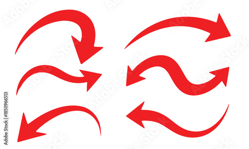 Minimalist vector red arrow icon representing a digital document or graphic design asset Vector, illustration

