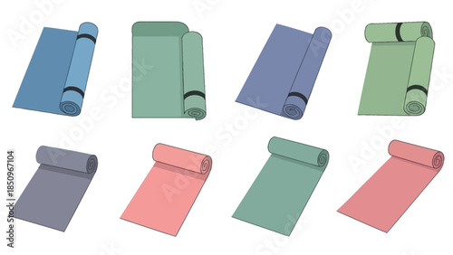 Colorful Yoga Mats Illustration for Fitness and Wellness Practices Collection
