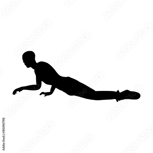 Crawling zombie monster silhouette. Spooky and scary character. Isolated on white background.