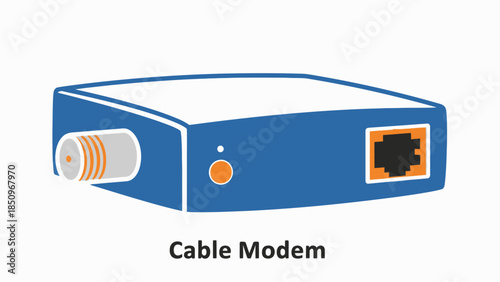 Illustration of cable modem for internet connectivity and digital network access
