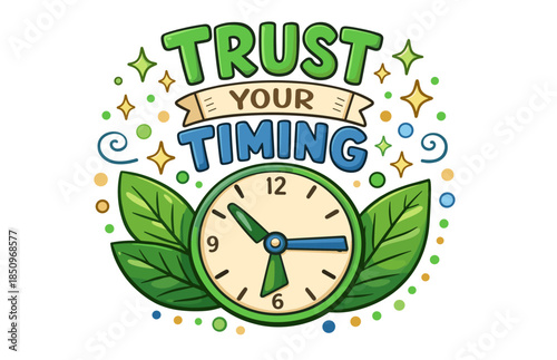 Trust your timing with clock and leaf accents