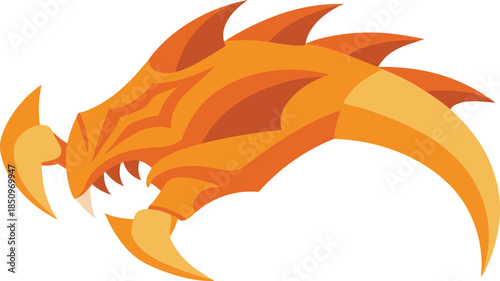 Aggressive orange alien creature head with sharp claws and spikes