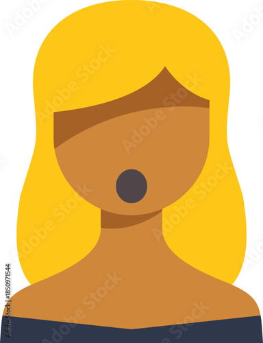 Portrait of a young woman singing, showing her blond hair and open mouth