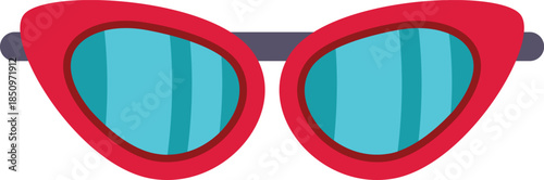 Stylish red cat eye sunglasses reflecting the vibrant blue summer sky, perfect for adding a touch of retro glamour