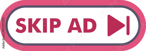 Pink skip ad button with arrow allows viewers to skip advertisement and proceed to desired content