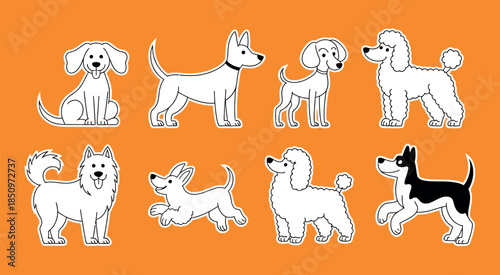 Cartoon Doodle Dogs and Pets Hand Drawn Vector Illustration for Logo and Branding