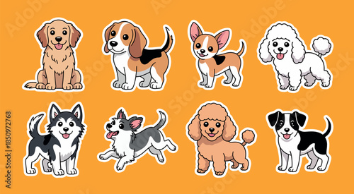 Cute Doodle Dog Mascots Hand Drawn Vector Design for Branding