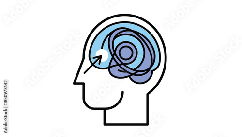 Abstract representation of a human head with swirling thoughts inside.