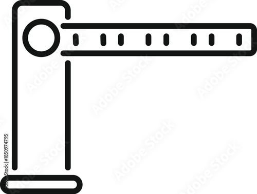 Parking barrier gate closing road access icon, simple black and white vector illustration