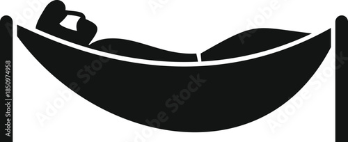 Man relaxing lying in hammock on vacation wearing sunglasses