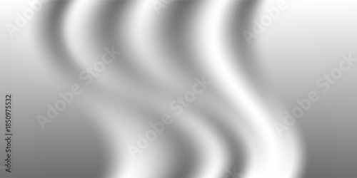 Luxury liquid silver texture with smooth flowing waves. Metallic gradient on wavy curve surface. Glossy reflective mercury or chrome material. Silver material