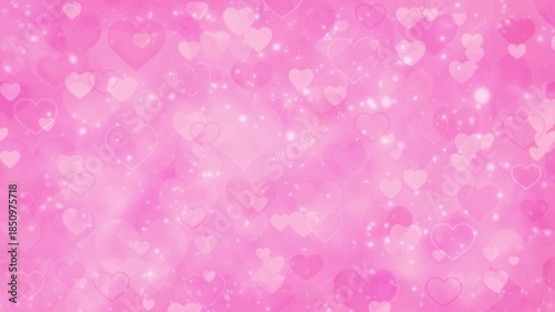 ハート　キラキラ　ループ動画　豪華　おしゃれ　ポップ　光る　華やか　Glittering cute pink hearts.Shining  Particles.Valentine's Day,Wedding.Loop video.