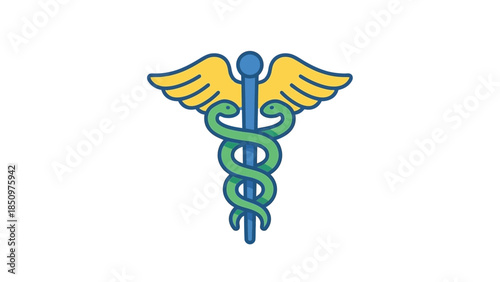 Caduceus Medical Symbol with Wings and Snakes.
