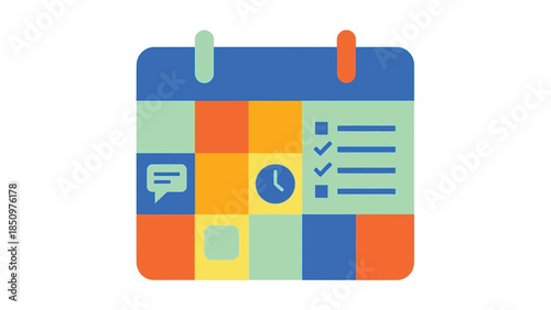 Calendar Icon with Tasks and Time Management Elements.