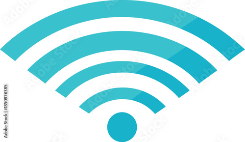 Abstract teal wi fi signal icon on white background
