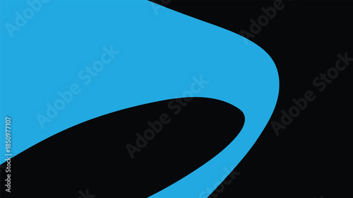 Abstract blue vector illustration of a winding 3D highway path with flowing waves and light patterns for travel and transportation design wallpaper