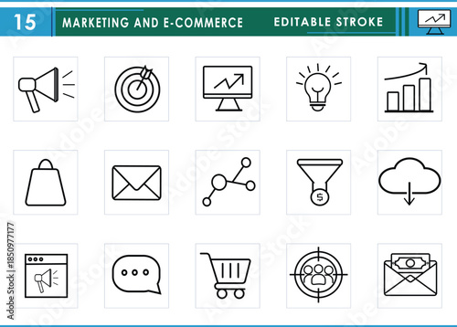 Marketing and E-commerce Line Icons Set
