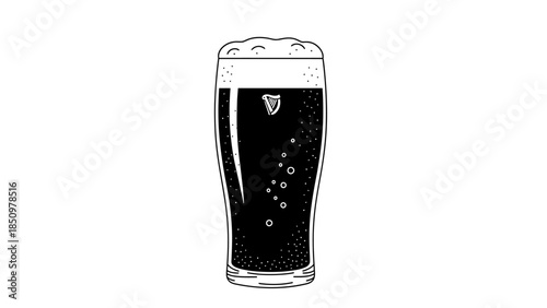 Dark Beer With Foam Head In Glass
