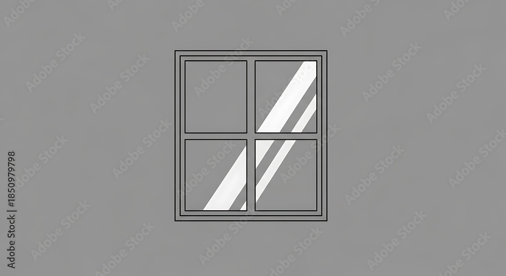 Naklejka premium Simple Square Window with Sunlight Reflections.