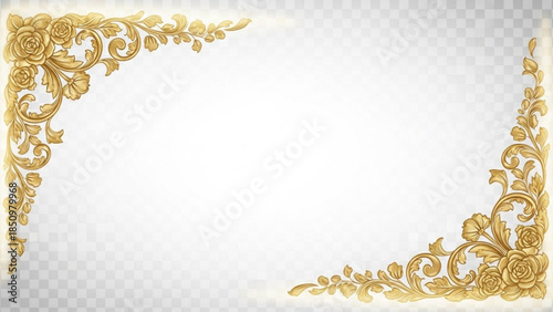Golden ornate frame with floral patterns for decoration