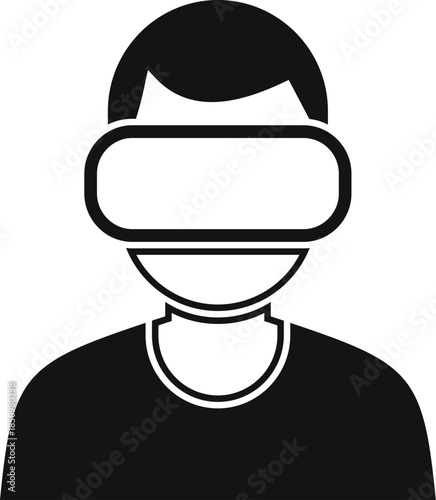 Simple icon of a person using a vr headset, experiencing immersive virtual reality