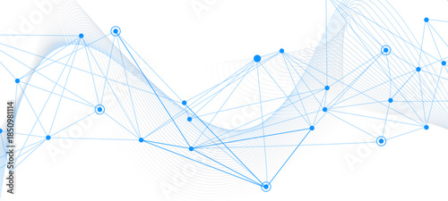 Abstract tech network connection dots. Digital technology and big data analysis background christmas tree made of stars	 abstract technology background