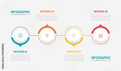 Four Step Infographic element design Vector template for presentation. process diagram and presentations step, workflow layout, banner, flow chart, info graphic vector illustration