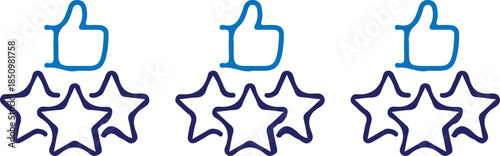 customer three stars set bule line icon set vector collection logo vector art feedback icon